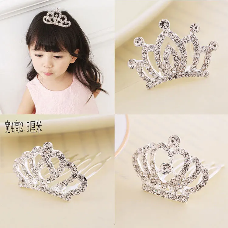 

Children Crown Hair Jewelry Accessories Mini Cute Flower Crystal Rhinestone Princess Crown Hair Comb Birthday Party Tiaras