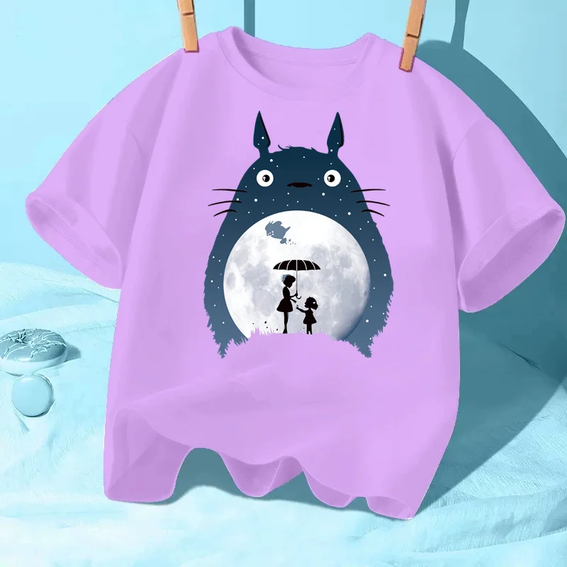 

Aimi Lakana Childrens Summer Clothing Totoro Cat Cartoon T-shirt Girls Casual Tops Japanese Anime Tees