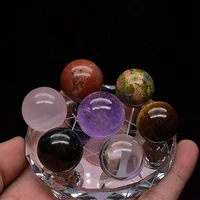 cs44 7 star array plate asian clear polished quartz crystal healing ball sphere stand decorate 3 1