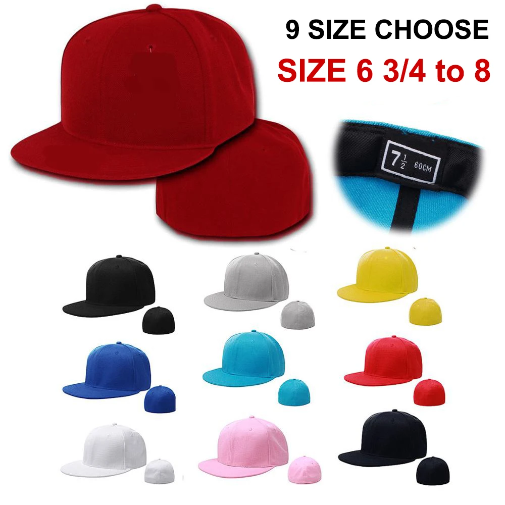 Фото Full Closed Fitted Cap Hat New York Size Plus Large Trucker Men Bill Hip Hop Solid Baseball Snapback Blank Flat Visor Brim Era №1