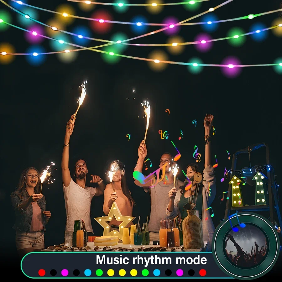 USB Рождественский светильник WS2812B Pixels RGBIC Fairy String Music Dream Color DC5V Светодиодная