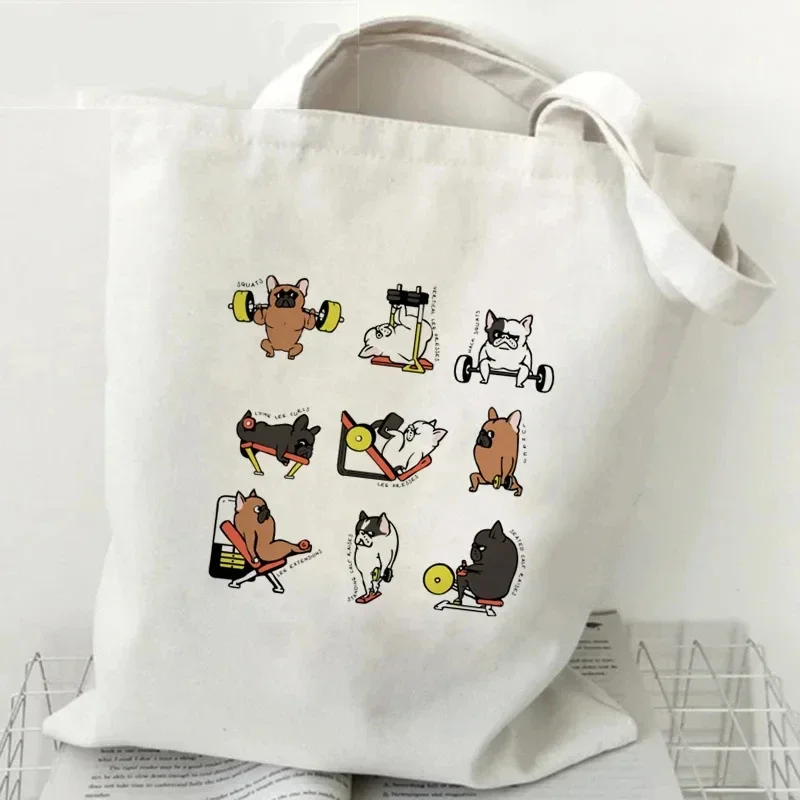 Сумка на плечо с французским бульдогом Экологичная дамская сумочка для отдыха