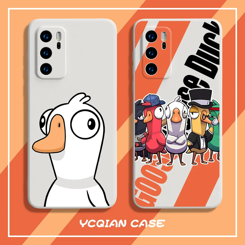 

Cartoon Goose Goose Duck Case For Huawei P30 Pro P10 Plus P20 P40 P50 Pro Y9 Prime 2019 P30Lite Liquid Silicone Soft Cover Capa
