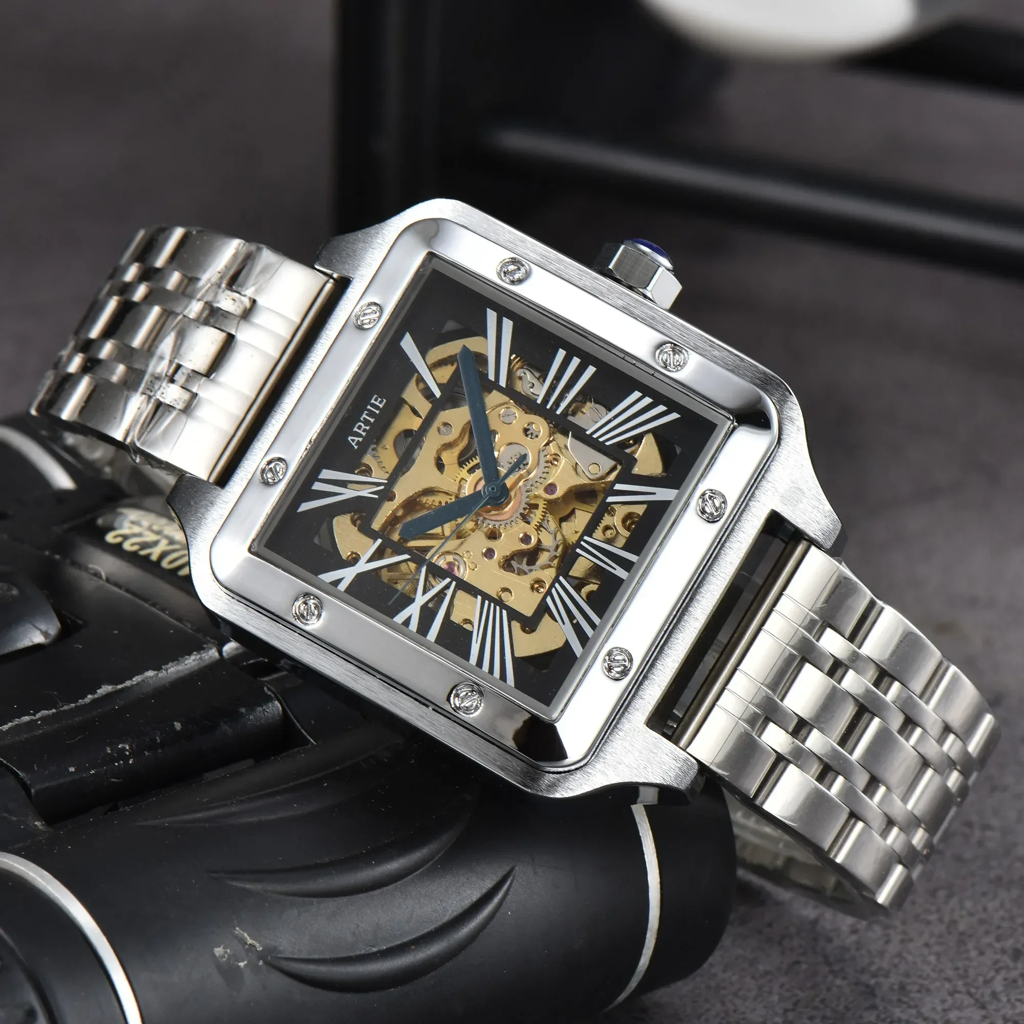 

Top AAA Watches For Mens Luxury Multifunction Full Steel Automatic Mechanical Tourbillon watch High Qulaity AAA Clock