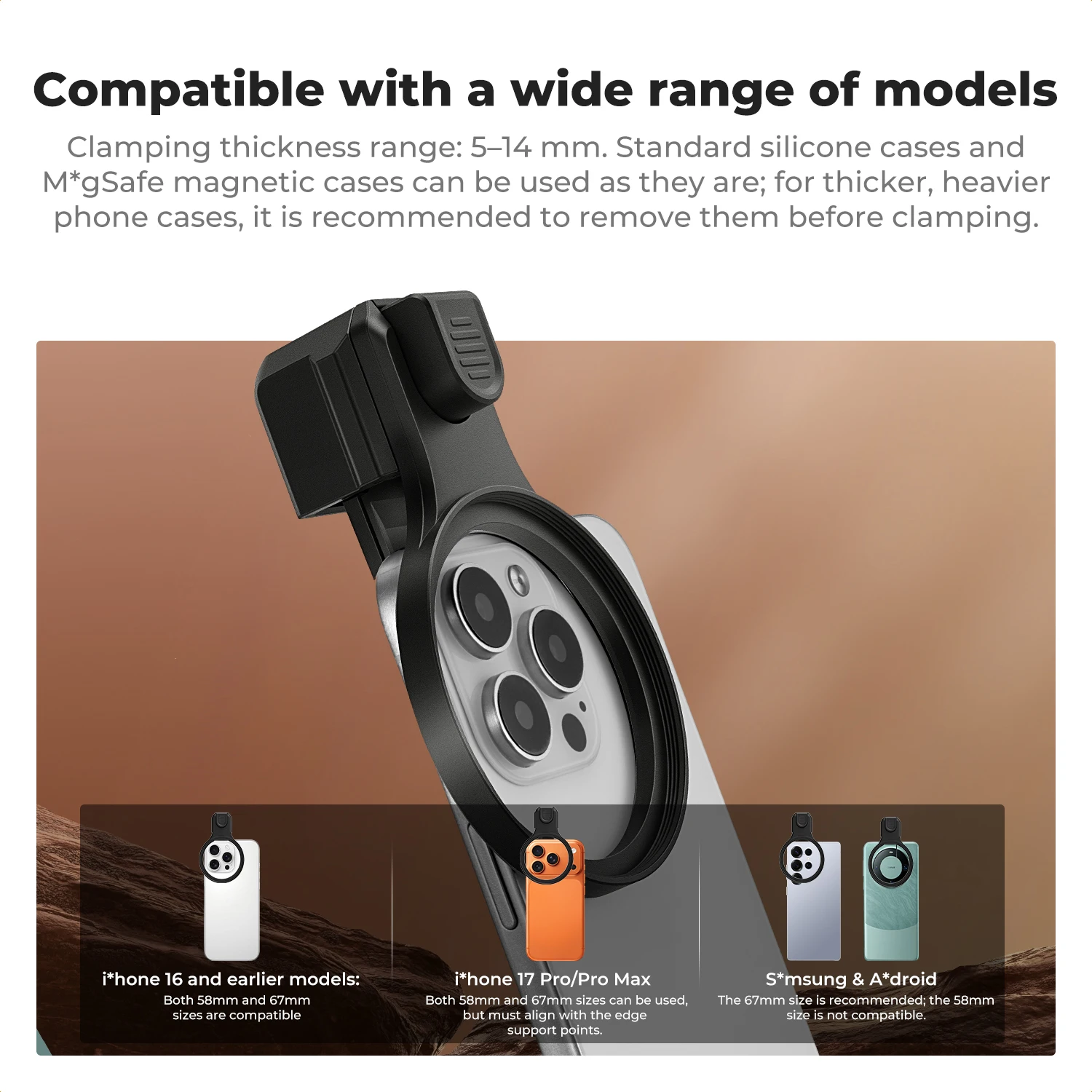 Фото Фильтр для смартфона K&F CONCEPT ND100000 для съемки солнечного затмения, 58 мм, 67 мм, универсальный адаптер-клипса для iPhone, Xiaomi, Samsung №5