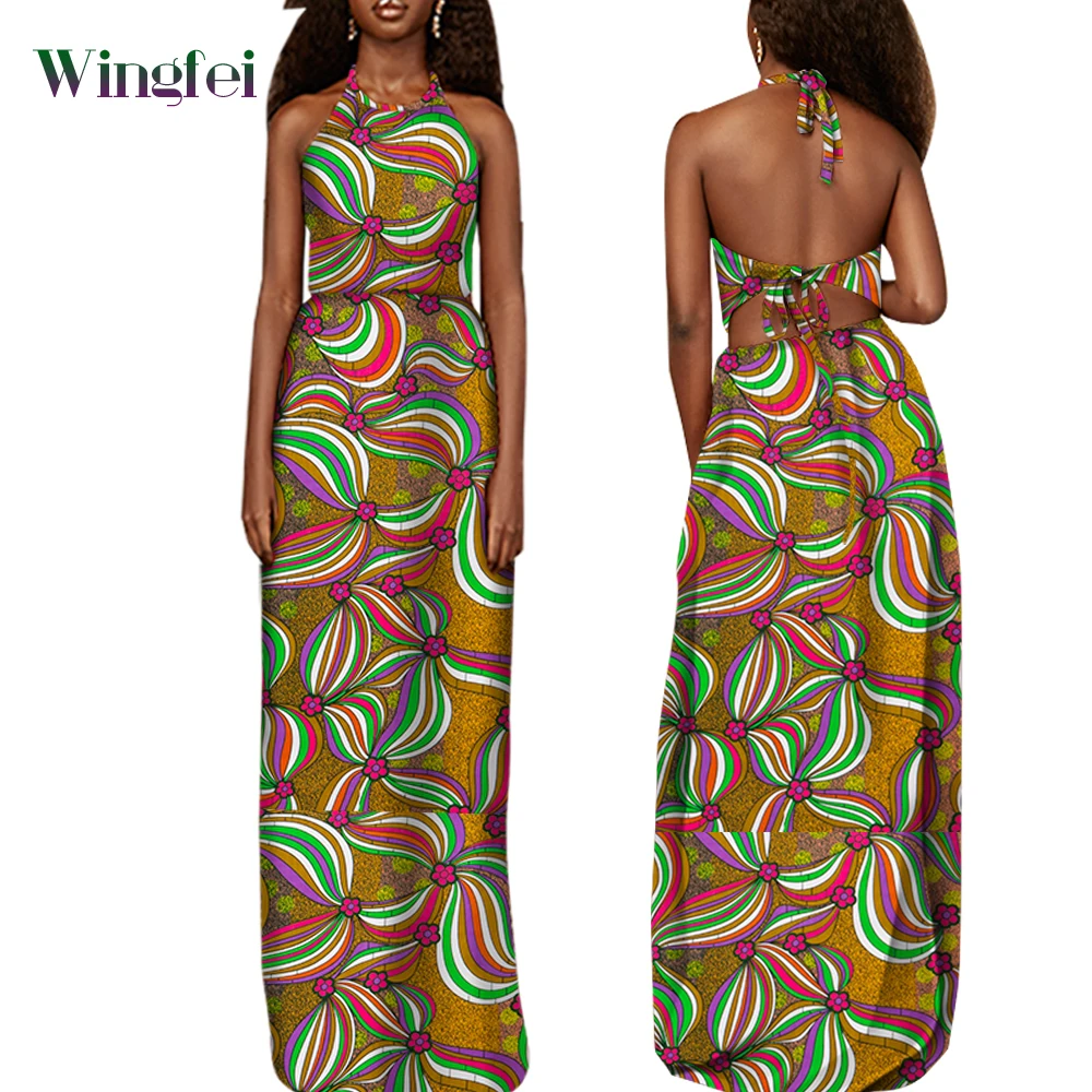 

Fashion African Style Dresses for Women Ankara Floral Print Sexy Long Robe Lady's Evening Gowns Dashiki Party Attire WY803