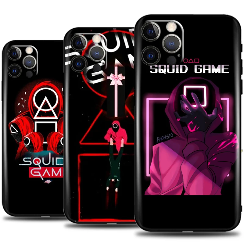 

Squid Game Korea Phone Case For iPhone 13 12 11 Pro Mini X XR XS Max 5 5s 6 6s 7 8 Plus Black Ultra-Thin Funda Coque Back