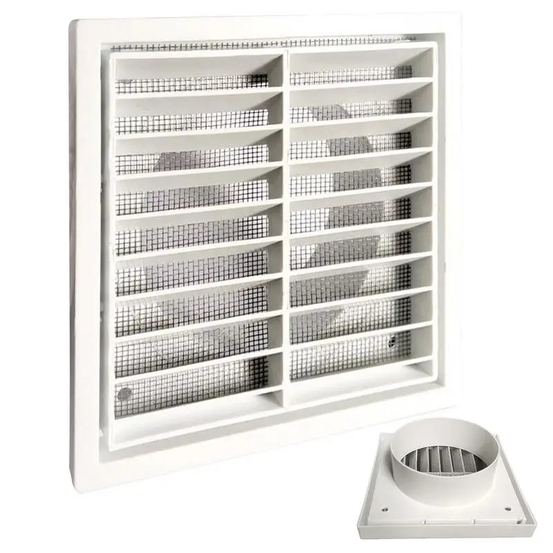 

Vent Louver Louvered Air Return Grille with Fly Screen Air Vent Grille Ventilation Cover Metal Square Vents Air Outlet System