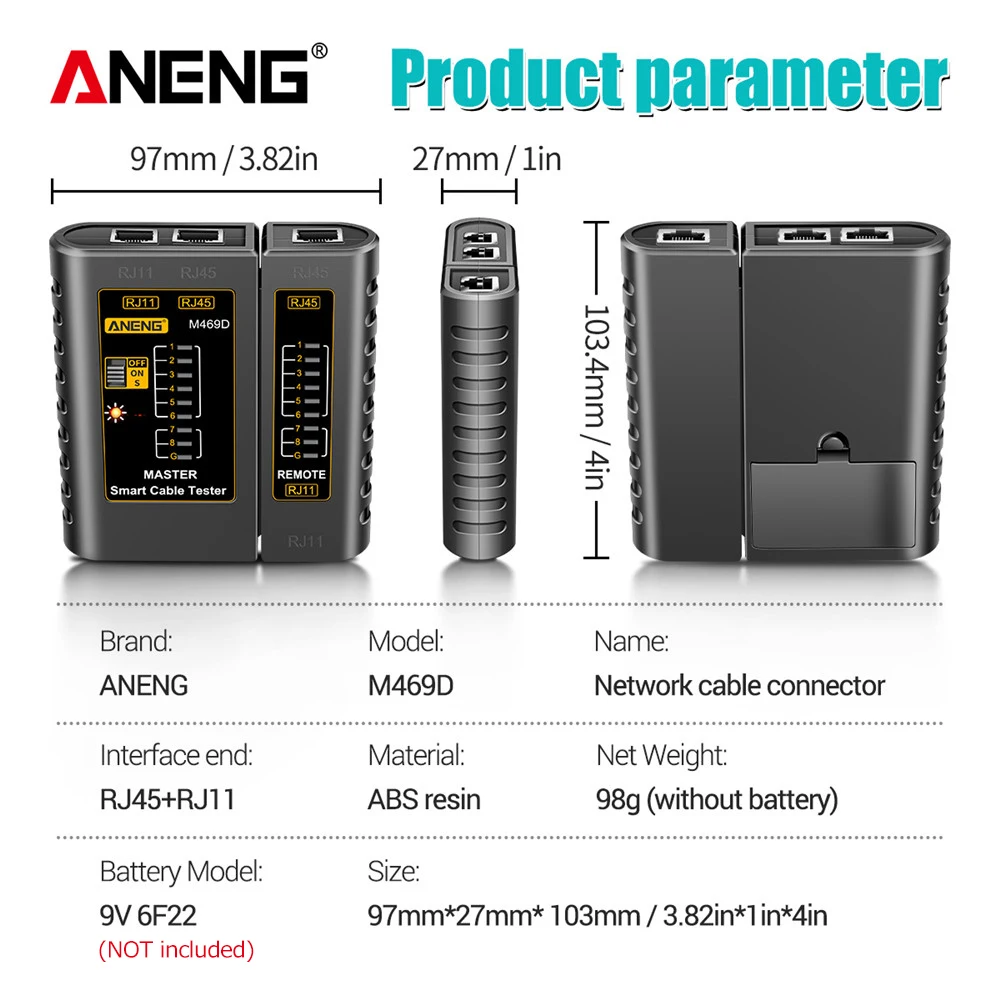Aneng M469d Тестер Сетевого Кабеля Rj11 Оптический Модем Сцепления Rj45 Для Телефонных