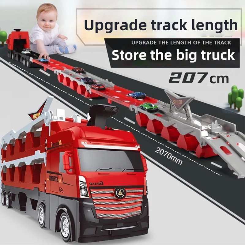 Большой грузовик с экстремальной гоночной дорожкой Детская катапульта и