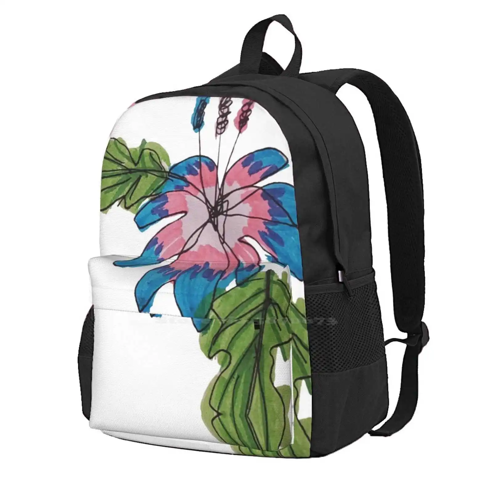 Tropical Trans Hot Sale Backpack Fashion Bags Pride Flowers Floral Pink White Blue