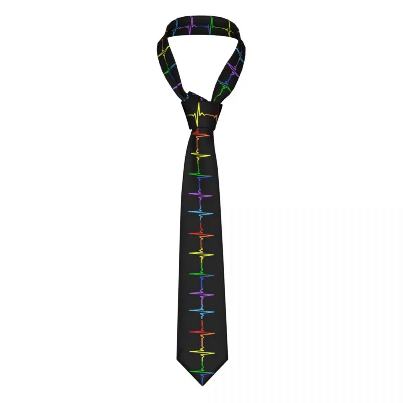 

Rainbow Pulse Hearbeat LGBT Neckties Men Polyester 8 cm Wide Gay Pride LGBTQ Lesbian Neck Tie for Men Daily Wear Cravat Business