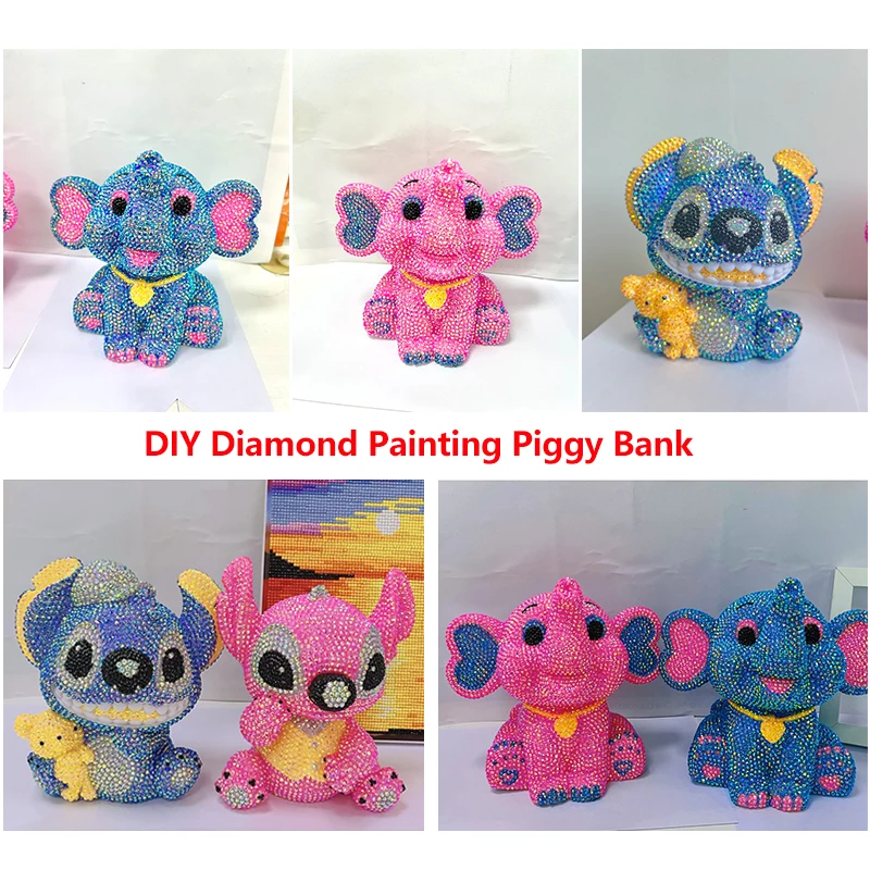 

Disney Stitch Dumbo Diamond Painting Piggy Bank Ornament DIY Crafts Rhinestone Diamond Embroidery New Year Birthday Gift No Glue