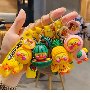 XM-funny Fun and Cute Fruit Duck Keychain Cute Creative Doll Keychain Couple Car Ornaments Bags Ornaments Special Gifts