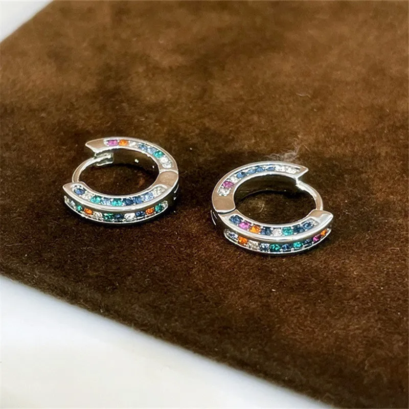 

Micro Pave Colorful Crystal Zirconia Fashion Hoop Earrings For Women 2023 New Delicate Simple Jewelry Earings Wholesale