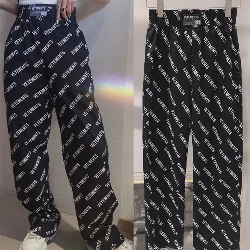 

Full Vetements Pants Men Women High Quality Streetwear Vetements Straight Pants Fabric VTM Trousers