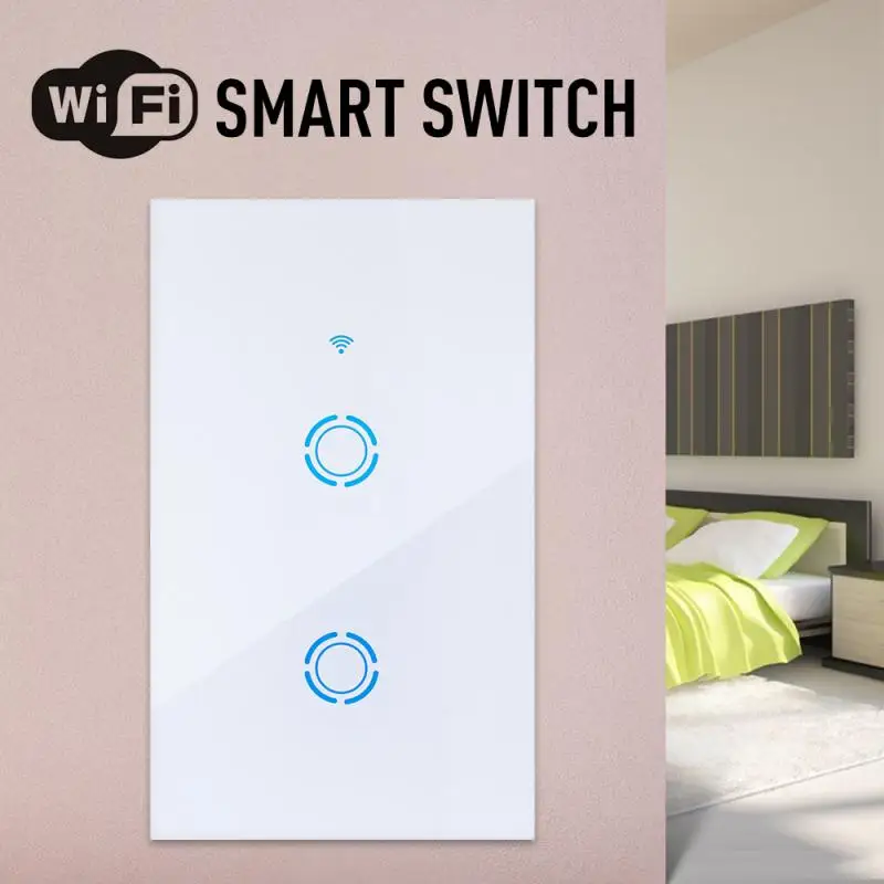 

eWeLink US Standard 1/2/3 Gang Smart WiFi Switch Touch Switch Wall Light Switch Glass Crystal Touch Panel Work With Amazon Alexa