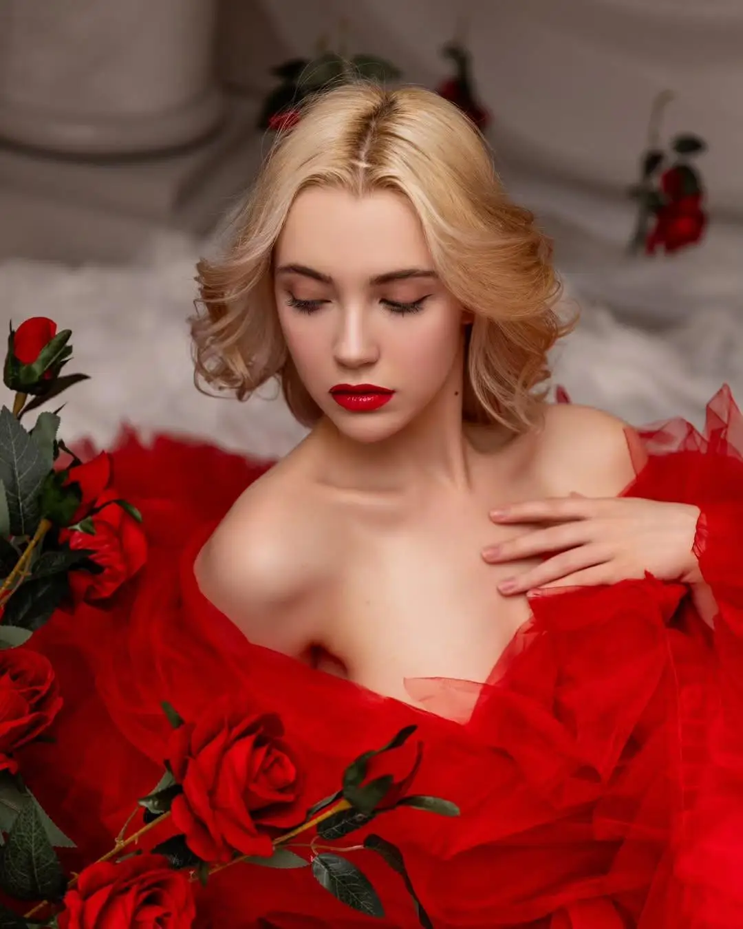 Романтическая красная накидка с оборками женское платье для фотосессии бальное