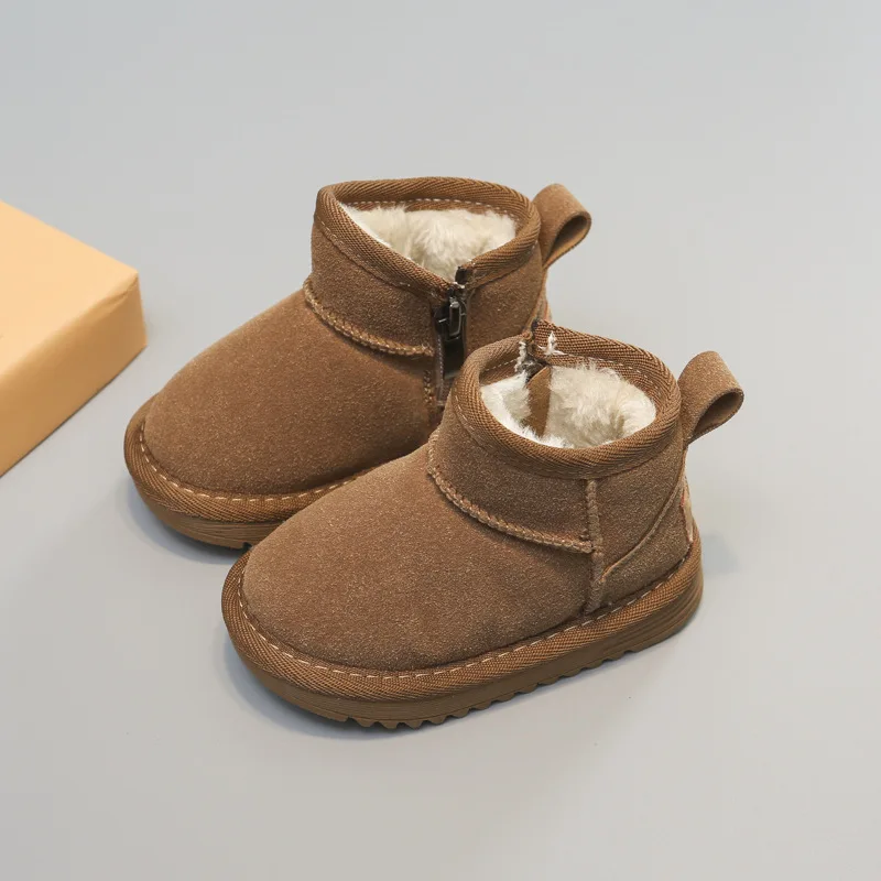 

Black Brown Classic Snow Boots For Children Girls Boys 1-7Y Toddler Thicken Warm Plush Fashion Boots With Soft Sole Botas Infant