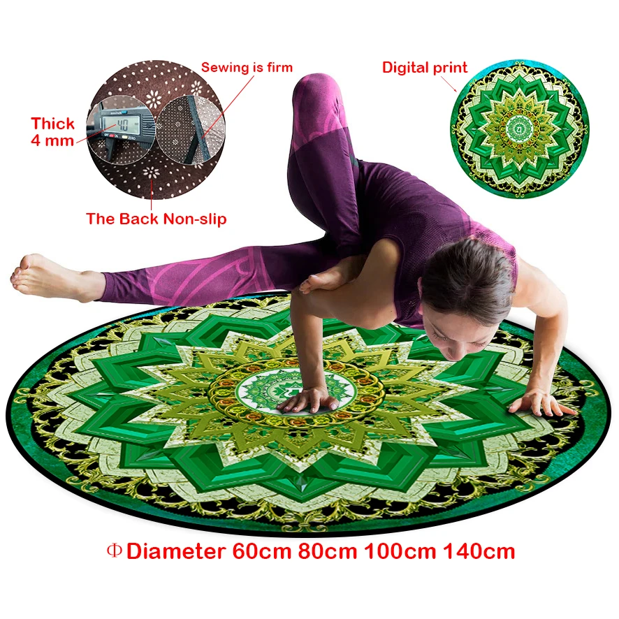 

Non-slip Round Yoga Mat Pilates Gymnastics Seven Chakra Mandala Meditation Rug Large Gym Carpet Fitness Sport Exercise Pads 4mm