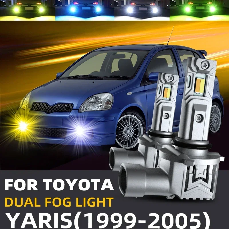 

2 шт. автомобильные светодиодные передние противотуманные фары, двухцветные переключатели canbus без ошибок для Toyota YARIS VITZ VERSO FUN CARGO P1 P2 1999-2005