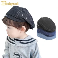 vintage kids hats caps denim beret hat for children accessories cotton baby hats for boys girls beret cap 1 4y