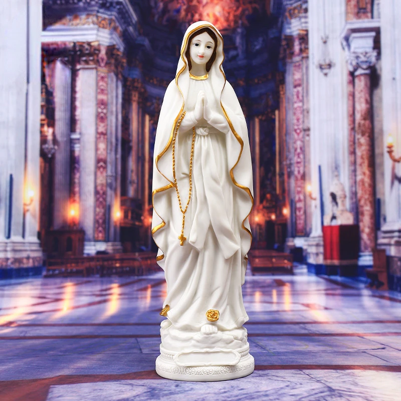 

30cm Christ Holy Family Action Figures Blessed Virgin Mary Statue Figurine Our Lady of Lourdes Luminous Religious Ornaments Gift