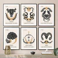 retro bohemian astrological zodiac minimalist wall art canvas painting posters and prints wall pictures for living room decor