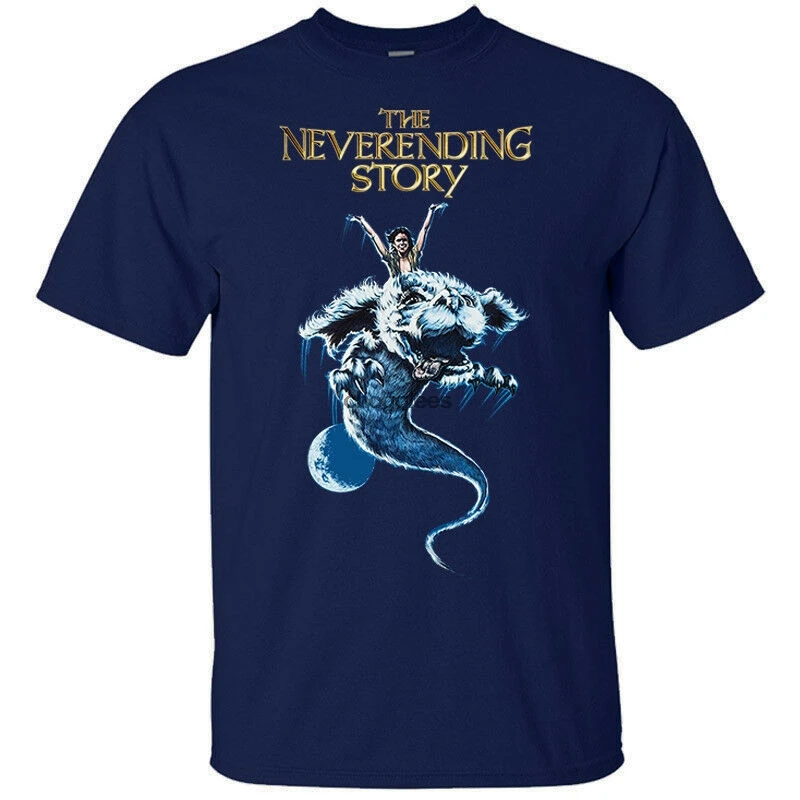 Футболка с надписью The Neverending Story мужской плакат фильмом темно-синий размеры от S