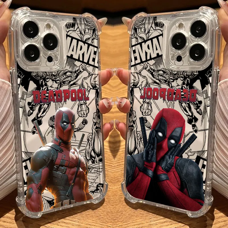 Фото Противоударный прозрачный чехол Deadpool Marvel для iPhone 17, 16, 15, 14, 13, 12, 11 Pro Max, 16e, 17e, Air, 13, 15 Plus, XS, XR, 7, 8 №1