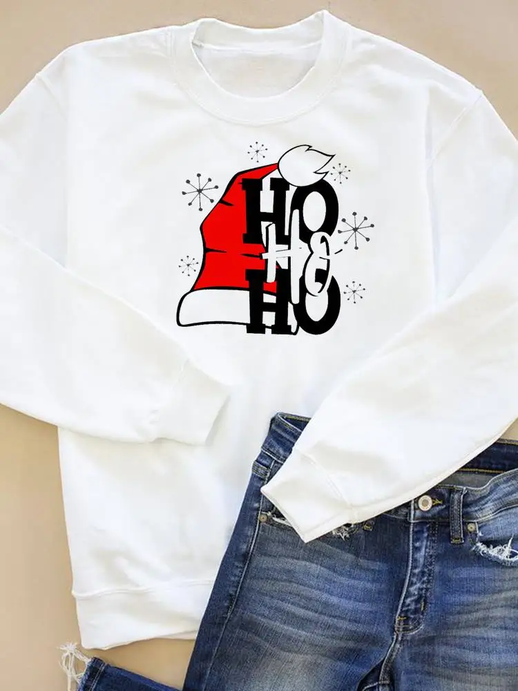 

Happy Holiday Merry Christmas Graphic Sweatshirts Women Letter Style Cute Print Fashion Wear Pullovers New Year Clothing