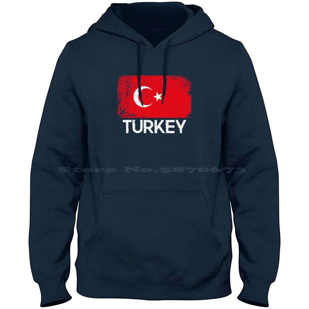 Turkish Flag Design | Vintage Made In Turkey Gift 100% Pure Cotton Hoodie Tshirt Distressed National Team Pride