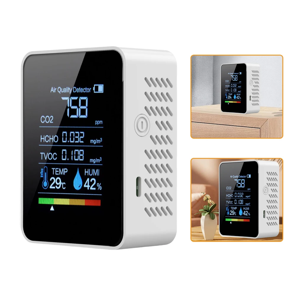 Детектор HCHO TVOC качества воздуха 5-в-1 Светодиодный дисплей сверхвысокой четкости