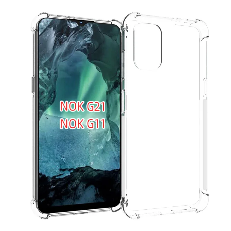 

For Nokia G21 G11 Shockproof Airbag Case Transparent Bumper For NokiaG21 NokiaG11 Clear TPU Back Cover for Nokia G21 G11 TA-1401