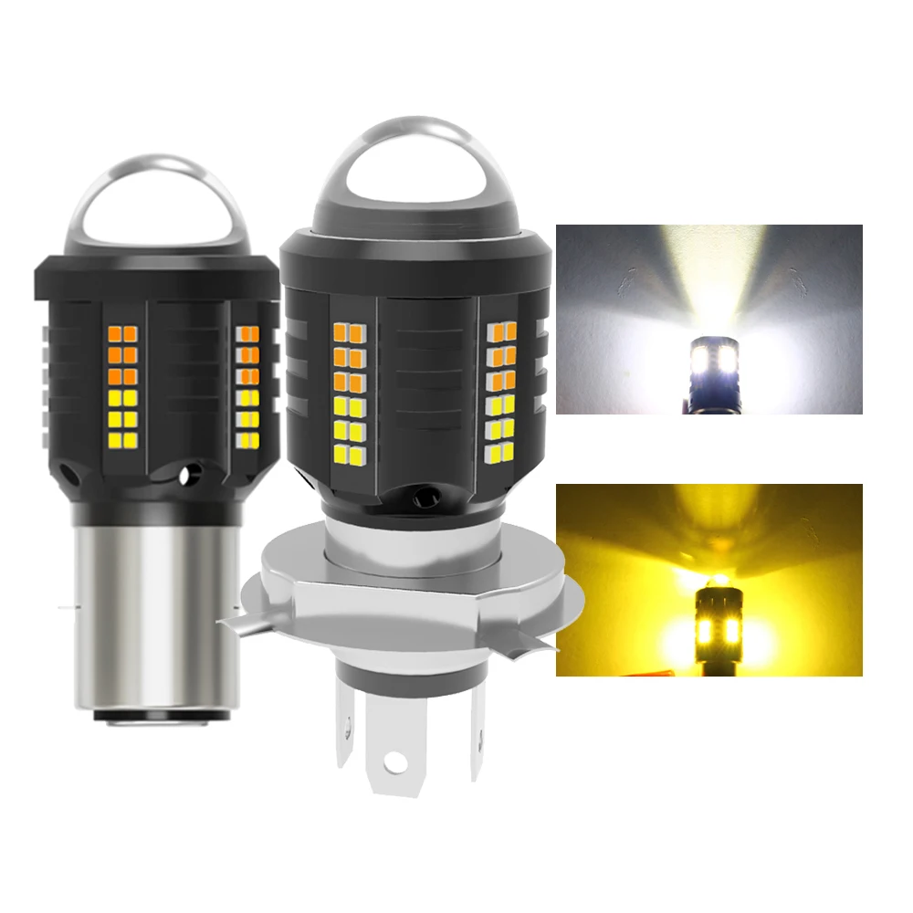 

1PCS Motorcycle Accessories LED 2016SMD 3570 CSP Headlight Canbus No Error H4 BA20D P15D IP67 Lens Waterproof Super Bright Light