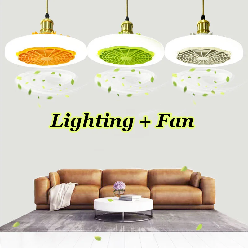 

New Ceiling Fan with Lights E27 Lampstand 30W Remote Control Indoor Led Light Ceiling Fan Silent Bedroom Kitchen Decor Lamp Fans