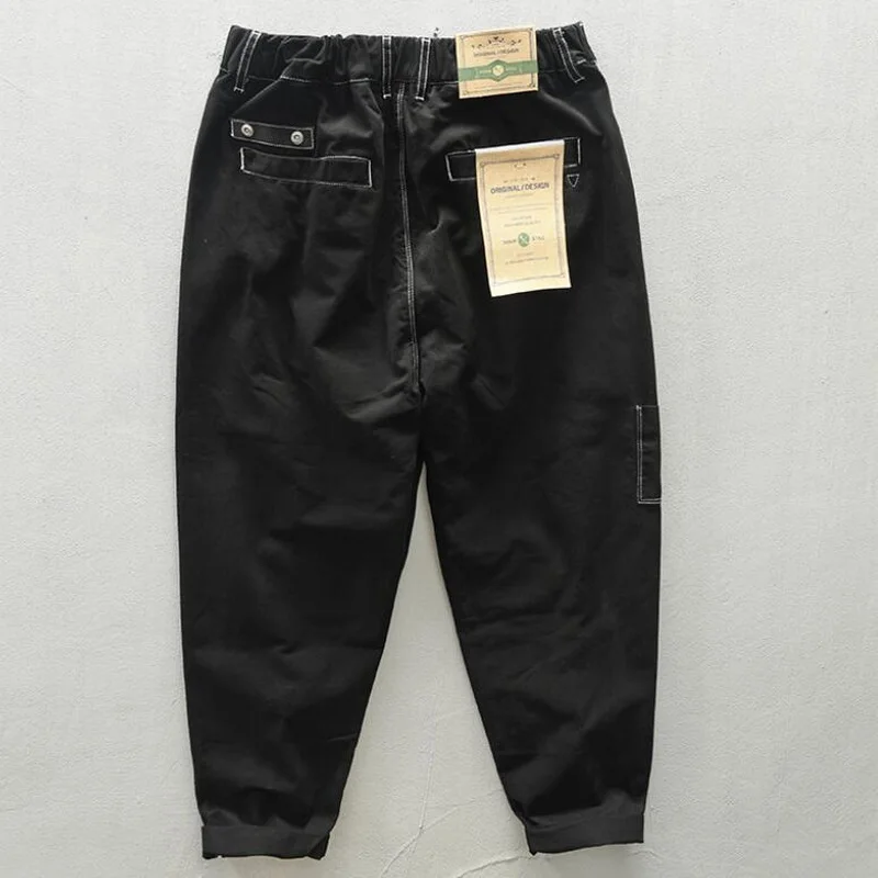 Men Cargo Pants Thick Casual Loose Pants Male Mid Waist Trouser Street Youth Jeans Three Colors