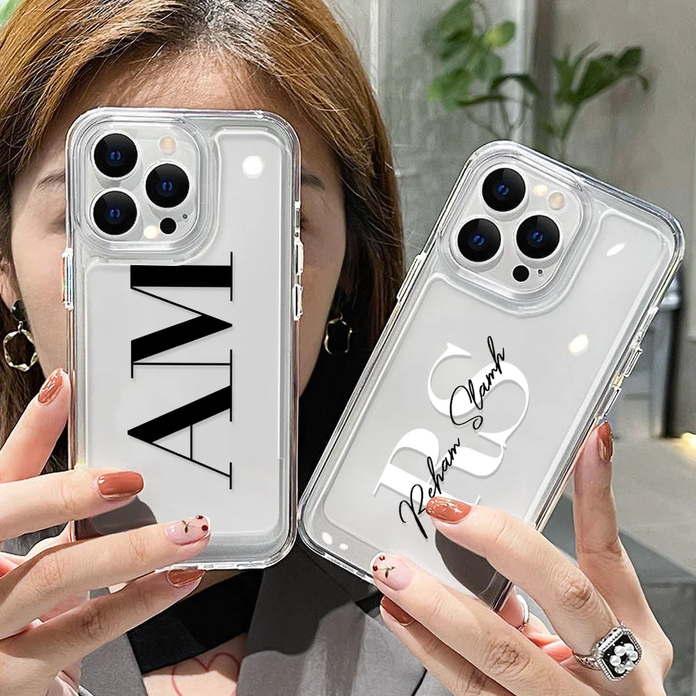 

DIY Letters Custom Name Clear Case For OPPO Reno 7 4 SE 6 Find X5 Pro Realme 9i C31 C35 C30 C21Y C25Y C20 C11 C15 Q5i V23 Covers