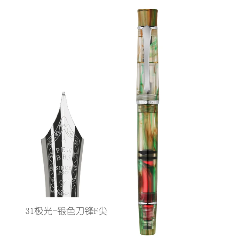 Перьевая ручка Majohn Penbbs 495 EF F 0 38 5 мм прозрачная зеленая белая акриловая смола