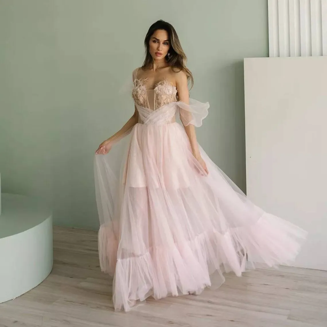 

Потрясающее розовое вечернее платье с кружевной аппликацией, платье подружки невесты на выпускной, платье-Макси