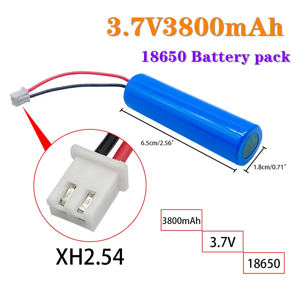 

NEW Lithium Ion Rechargeable Battery 3.7V 3800mAh 18650, with Emergency Lighting Replacement Socket XH2.54 Cable+Free Shipping