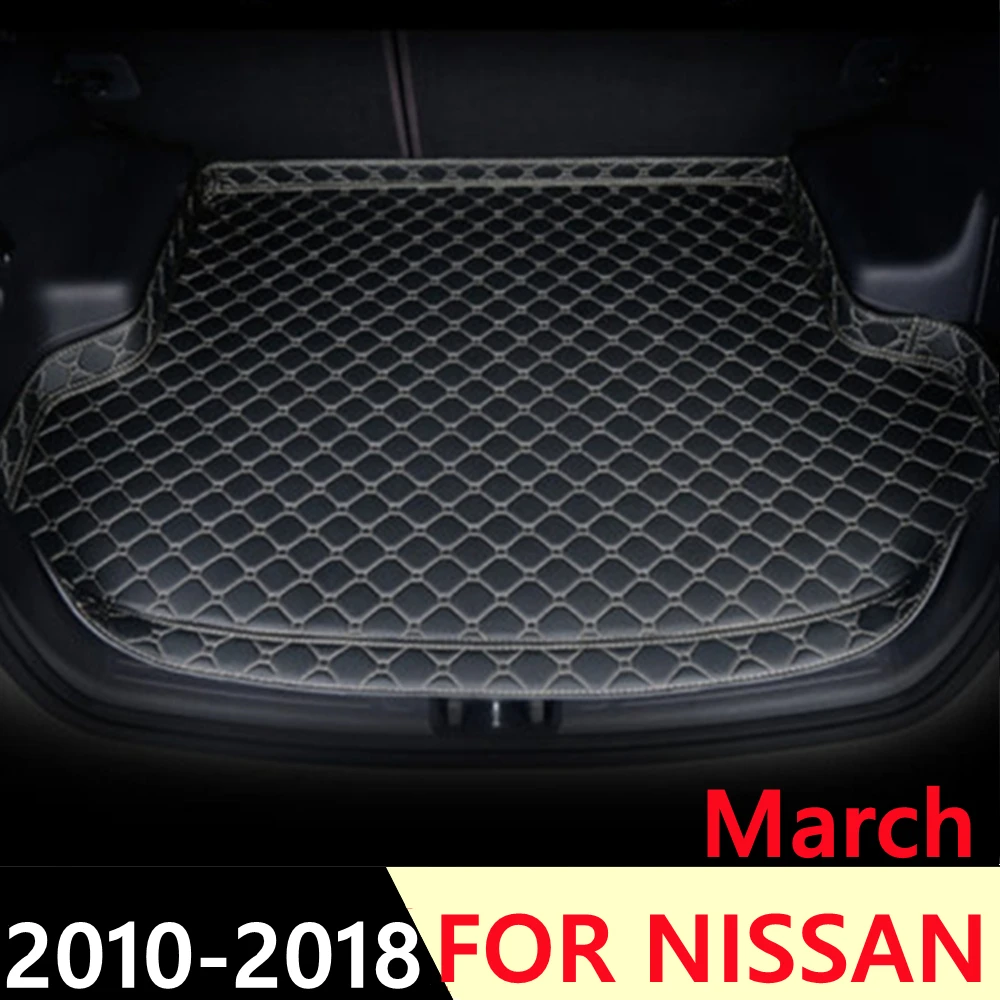 

Коврик для багажника автомобиля для NISSAN March 2010, 2011-2018, высокая сторона, водонепроницаемый задний грузовой коврик, коврик, автомобильные аксе...