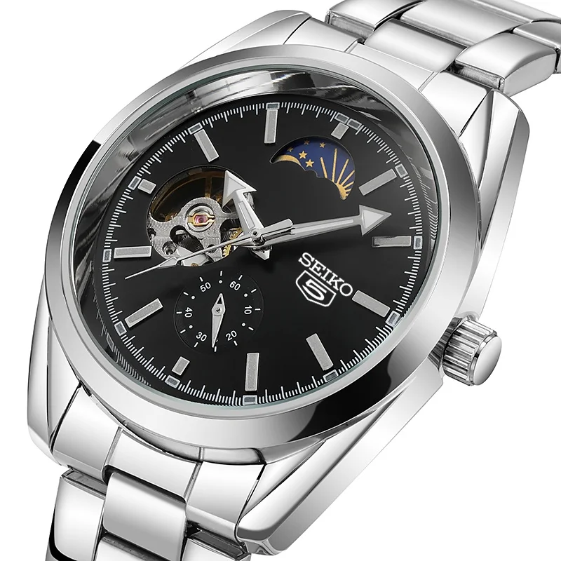 

Seiko Men's Mechanical Watch Classic Business Tourbillon Sun Moon Star Multi-function Luminous Automatic Men's Watch