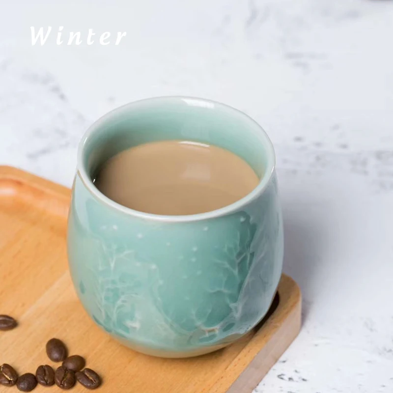 

Chinese Style Ceramic Coffee Cup Celadon Creative Personalized Water Cup Office Porcelain Teacup Household Personal Mug