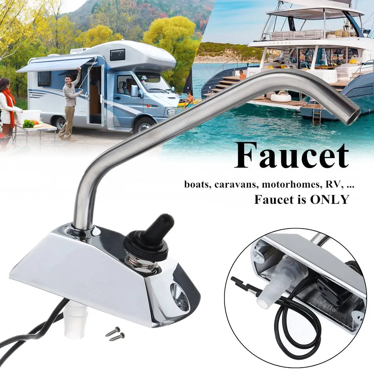 

RV Faucet Electric Control Faucet Tea Bar Faucet Automatic Water Outlet RV Water System Water Tank Pump RV Accessories