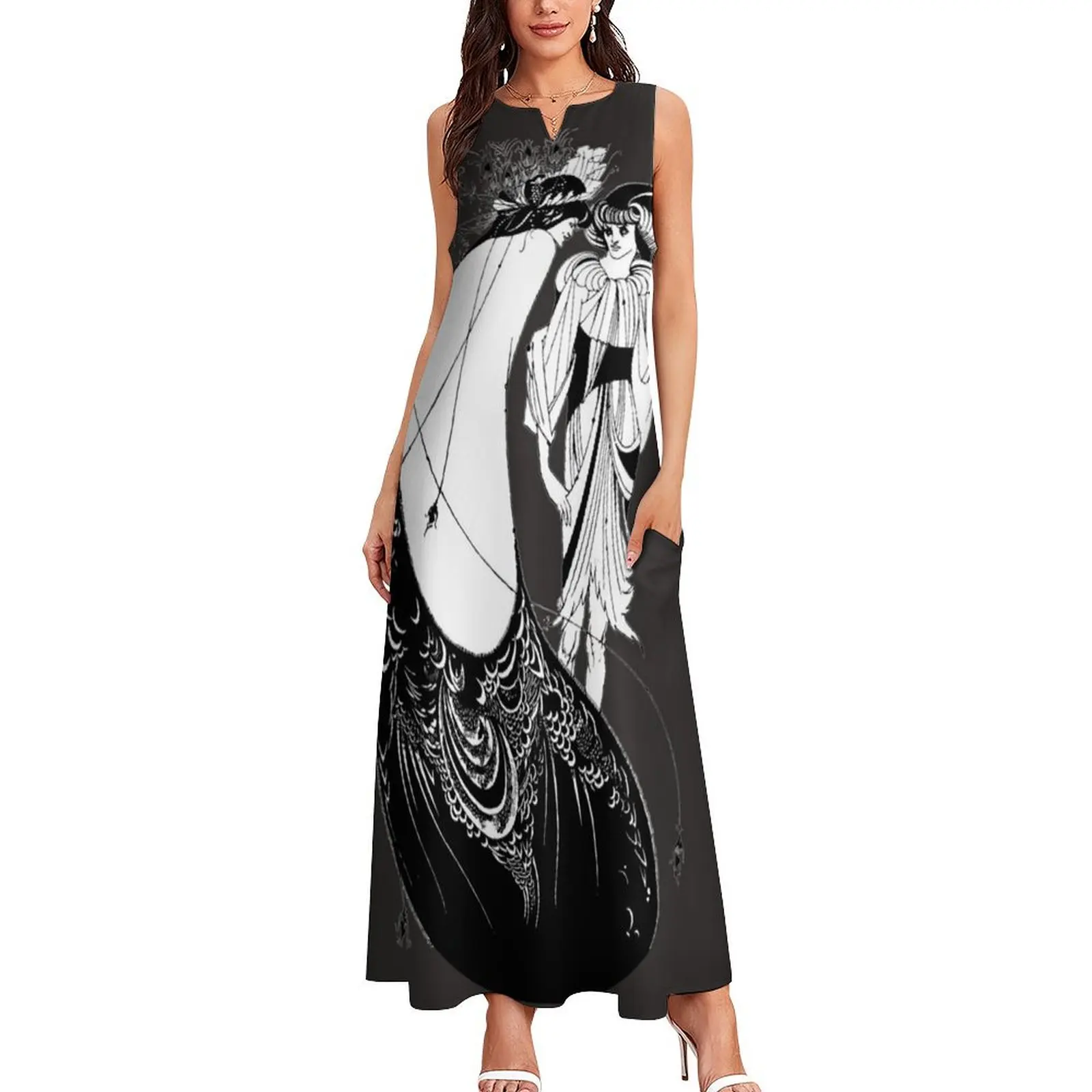 HD. Юбка павлина из Salomé от Aubrey Beardsley Long Dress женское платье одежда для женщин Женское