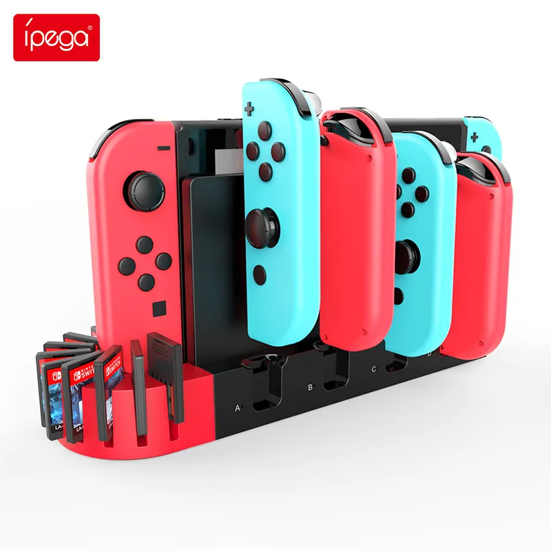 

Ipega PG-SW071 Charger for Joy Con 4 Port Charging Dock Station For Nintendo Switch Controller Holder with 9 Game Card Slot