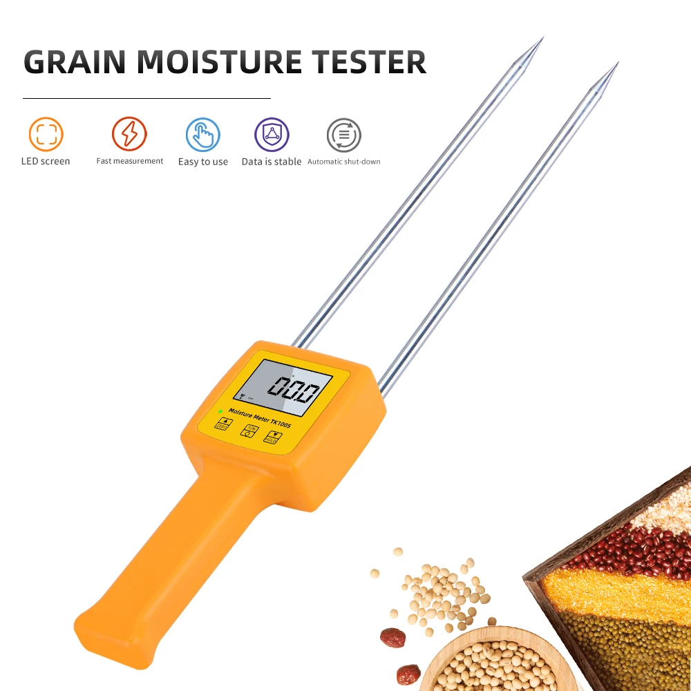 

Grain Moisture Tester Portable Digital Moisture Analyzer Meter TK100S Corn Wheat Rice Bean Wheat Flour Food Damp Hygrometer Tool