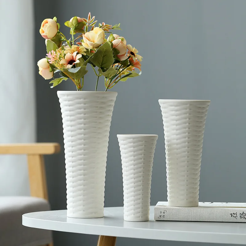 

Белая креативная ваза в скандинавском стиле, декоративная ваза для сухих цветов, ваза с имитацией глазури, украшение для гостиной