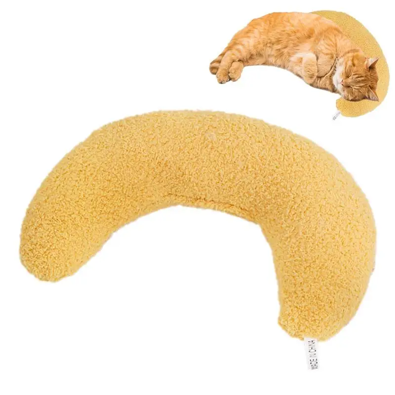 

Pillow For Cats Soft Fluffy Pet Calming Toy Half Moon Shape Cuddler Deep Sleep U-shaped Accompanying Small Pillow Protect Pet's